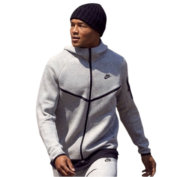 NIKE Fleece Windrunner Full-Zip Jacket Red Label Black and Gray Zip-Up Size XL - Picture 1 of 6